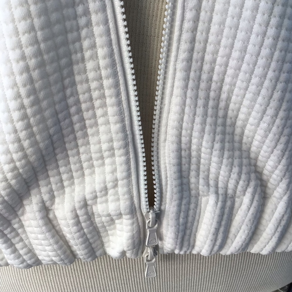 Peter Millar Off White Full-Zip Waffle Weave Textured Men's Zip Sweater Jacket - Picture 7 of 11